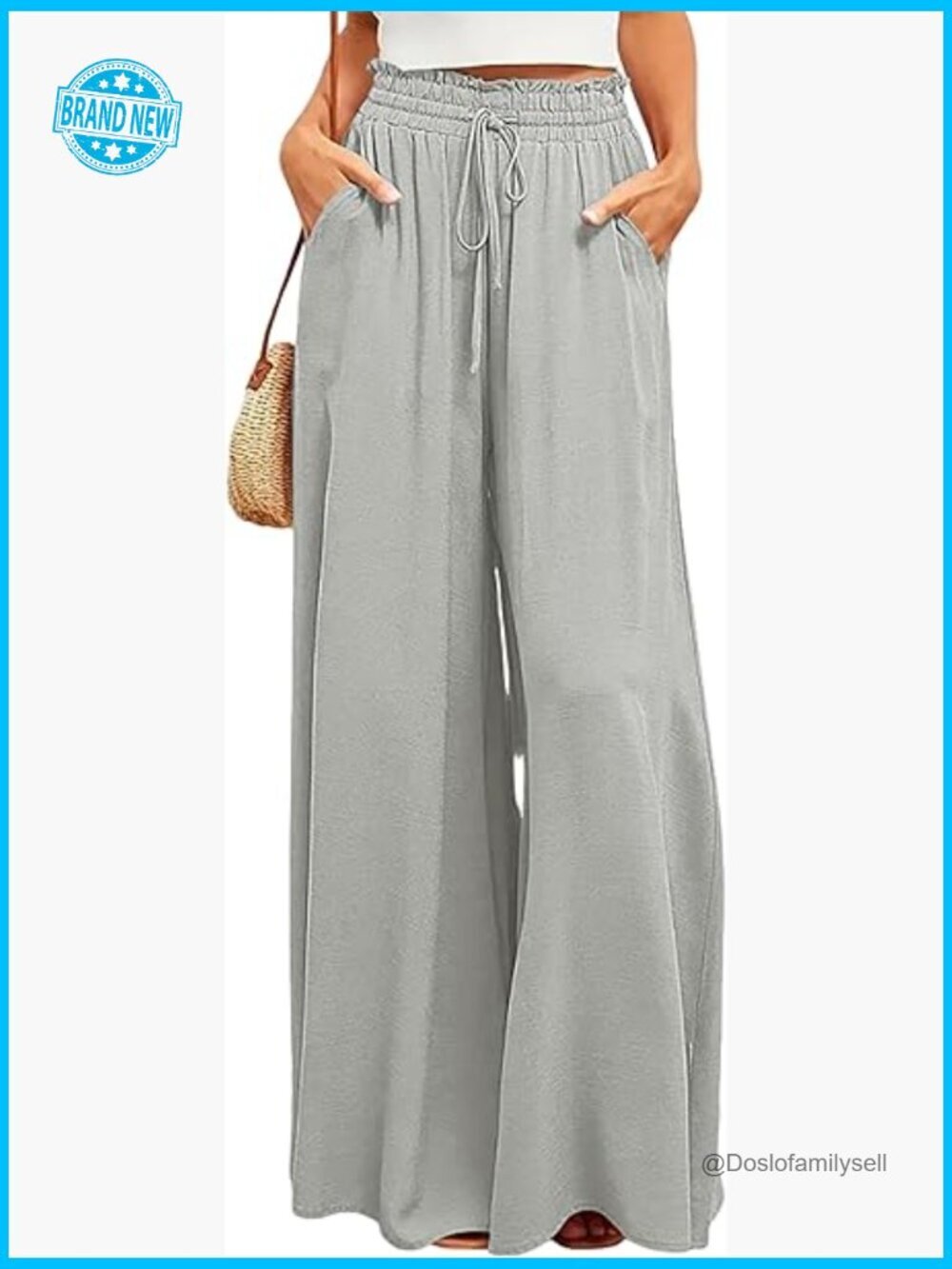 Wide Leg Palazzo Pants High Waisted Flowy Lounge Trousers with Pockets Y2K